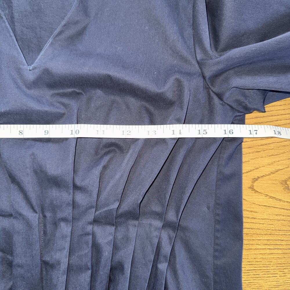 COS Women’s Navy Gathered Pleated Waist Cotton LS Blouse Sz 2 Minimalist EUC - Picture 5 of 10